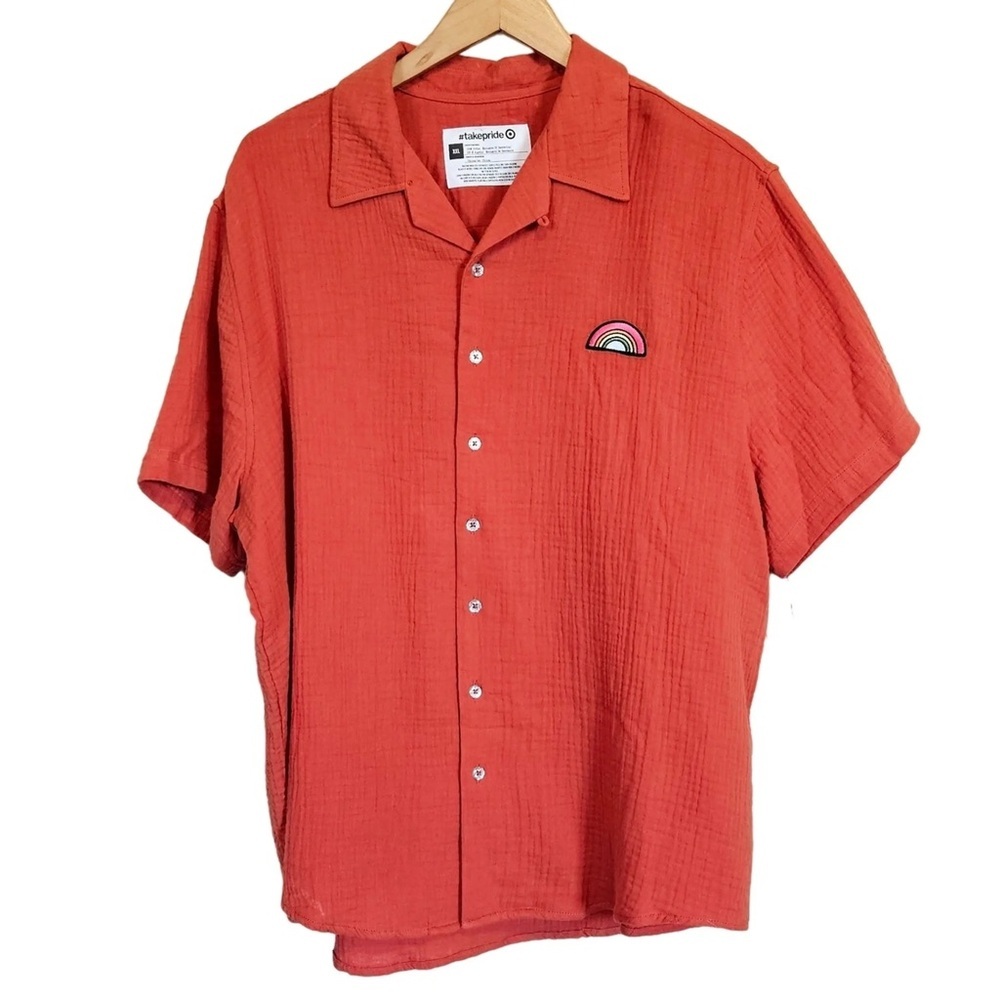 Target Women's Take Pride Coral Button Down Shirt - 100% cotton